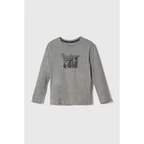 PepeJeans Otroška bombažna majica z dolgimi rokavi siva barva