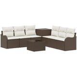  Set sofe 8 kom. Smeđa i krem bijela Poli Rattan i čelik | shoptok.hr