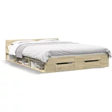 vidaXL Okvir za krevet s ladicama boja hrasta 160x200 cm drveni