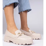 D/CEO marka niezdefiniowana Beige elegant moccasins with rhinestones Zelda