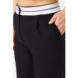 Trendyol Curve Black Wide Leg/Wide Leg Contrast White Waist Detail Plus Size Fabric Trousers | Eponuda.ba