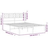  Metalni okvir za krevet s uzglavljem crni 140x190 cm | shoptok.hr