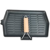 Grill King Cast Iron Jumbo grill ponev s snemljivim lesenim ročajem, 19x34 cm | Shoptok.si