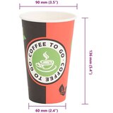  Papirnate šalice za kavu 1000 kom 16 oz 400 ml crvene i crne | shoptok.hr