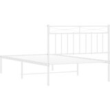 Metalni Kovinski posteljni okvir z vzglavjem bel 107x203 cm | Shoptok.si