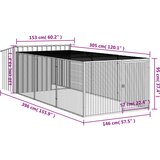  Kućica za pse s ograđenim prostorom antracit 153x396x110 cm pocinčani čelik | shoptok.hr