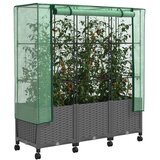  Vrtna saksija s pokrovom staklenika i kotačima 3 kom. PP - Svjetlosiva 120 x 40 x 138 cm s kotačima | shoptok.hr