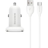Borofone polnilec za avto s kablom - 2x USB s 2,4A USB C kablom - Bela Cene