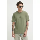 Marc O'Polo Bombažna kratka majica moška, zelena barva, 423201251070