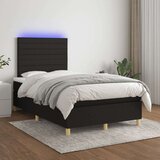  Box spring postelja z vzmetnico LED črna 120x200 cm blago, (20899645) Cene