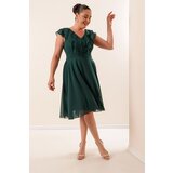 By Saygı Collar Flounced Chiffon Plus Size Dress Cijene