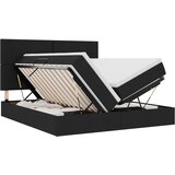 vidaXL Krevet s LED trakama s uzglavljem Crna 180 x 200 cm tkanina - Crna 180 x 200 cm Blok sa kvadratićima | shoptok.hr