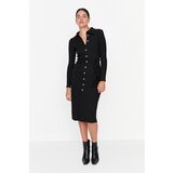 Trendyol Black Ribbed Buttoned Knit Dress Cijene