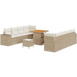  Vrtna garnitura - 11-dijelni set vrtnih sofa s jastucima Bež Poli Ratan Akacija 3-dijelni set vrtnih stolica s jastucima Bež Po | shoptok.hr