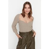 Trendyol Mink Crop Heart Neck Knitwear Sweater | Eponuda.ba