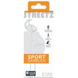 Streetz E120 Stay-in-ear slu&amp;scaron;alke na žico, daljinski z 1 gumbom, 3,5mm priključek, mikrofon, bele Slike