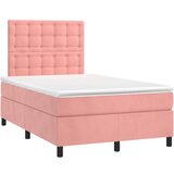 vidaXL Box spring postelja z vzmetnico roza 120x190 cm žamet, (21111728) | Shoptok.si