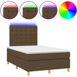 vidaXL Box spring postelja z vzmetnico LED tem. rjava 120x200 cm blago, (20930227) Cene
