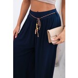 Kesi Włoski Women's wide-leg viscose trousers navy blue | shoptok.hr