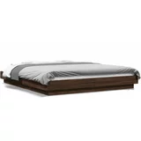 vidaXL Okvir za krevet s LED svjetlima boja hrasta 160 x 200 cm drveni