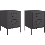 Furnova Nočna omarica 2 kosa črna 36x39x50,5 cm jeklo, (21926980) | Shoptok.si