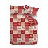Catherine Lansfield Rdeča/bež podaljšana posteljnina za zakonsko posteljo 230x220 cm Let it Snow – | Shoptok.si