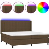 vidaXL Krevet box spring s madracem LED tamnosmeđi 200x200 cm tkanina Cijene