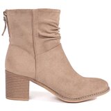 Shelvt Beige suede women's ankle boots with a crinkled upper | Eponuda.ba