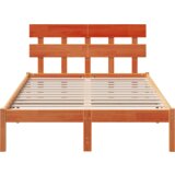  Okvir kreveta s uzglavljem voskasti smeđi 135x190 cm od masivne borovine | shoptok.hr