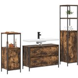  Set namještaja za kupaonicu od 3 dijela dimljenog hrasta od konstruiiranog drva | shoptok.hr