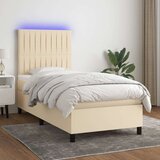 vidaXL Krevet box spring s madracem LED krem 80 x 200 cm od tkanine | shoptok.hr
