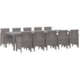 vidaXL 11-delni vrtni jedilni set z blazinami svetlo sivi poli ratan, vrtna miza svetlo siva 150x100x73 cm poli ratan, vrtni stoli z blazinami 2 kosa svetlo sivi poli ratan, vrtni stoli z blazinami 4 kosa svetlo sivi poli ratan Cene