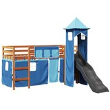 vidaXL Otroški pograd s stolpom moder 80x200 cm trdna borovina | Shoptok.si