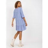Fashion Hunters Light blue dress with a frill and 3/4 SUBLEVEL sleeves Cene