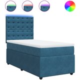 vidaXL Box spring postelja z vzmetnico modra 90x200 cm žamet, (21307629) Cene