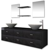  9-dijelni set kupaonskog namještaja, umivaonika i slavine crni | shoptok.hr