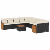  The Living Store Vrtna sedežna garnitura 11-delna z blazinami črn poli ratan - Vrtna Sedežna Garniture, (21460021) | Shoptok.si