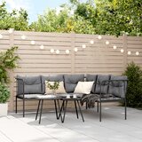  Set vrtnih sofa s jastucima crni od čelika i tekstilena | shoptok.hr