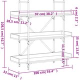  Regal za knjige 3 razine crni 100x33x108,5 cm konstruirano drvo | shoptok.hr
