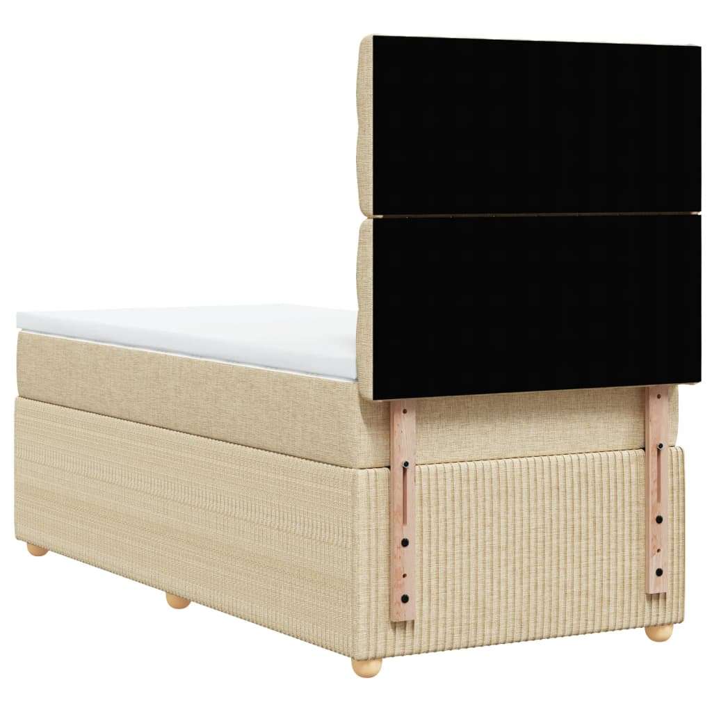 vidaXL Box spring postelja z vzmetnico krem 90x190 cm blago | Shoptok.si