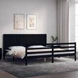 vidaXL Posteljni okvir z vzglavjem črn 200x200 cm trden les Cene