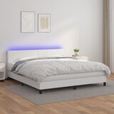 box spring s madracem LED bijeli 160x200 cm umjetna koža | shoptok.hr