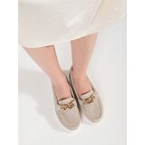 GOODIN Leather beige loafers with a chain on the platform | Shoptok.si