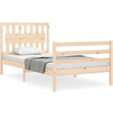 The Living Store Posteljni okvir z vzglavjem 100x200 cm trden les - Posteljni Okvir, (21528246) | Shoptok.si