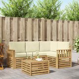  Set vanjskih sofa 5 pcs Bijela i krem 59 x 59 x 37 cm Poliester | Shoptok.si