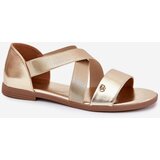 EVENTO Womens flat sandals with elastic straps gold Marinea | Shoptok.si