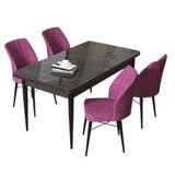 Hanah home set trpezarijski sto i 4 stolice arp black marble purple | Eponuda.com