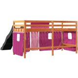 vidaXL Dječji krevet na kat i zavjese ružičasti 80 x 200 cm borovina | shoptok.hr