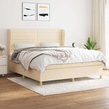  Krevet s oprugama i madracem krem 160x200 cm od tkanine | shoptok.hr