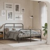 Maison Chic Kovinski Posteljni okvir - Dvoposteljna postelja - Zakonska postelja z vzglavjem in vznožjem črn 140x200 cm, (21695600) | Shoptok.si